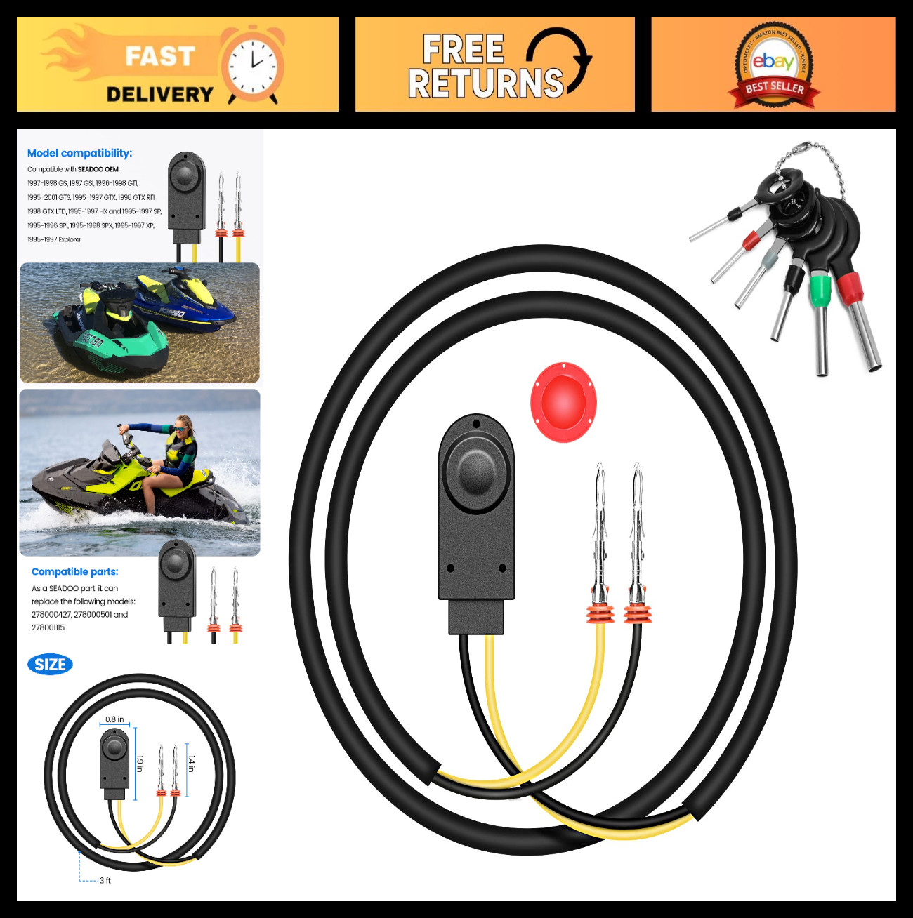 Waterproof Start Stop Button Switch IP67 for SeaDoo GS GSI GTI GTS GTX HX SPX +