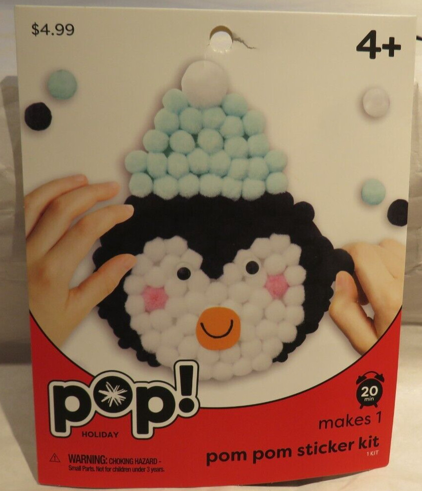 New Unused - Pom Pom Sitcker Kit - Holiday Penguin