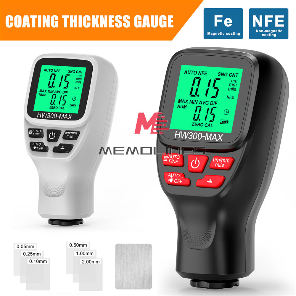 Car Paint Electroplate Metal Coating Thickness Tester Meter Gauge 0-2000um