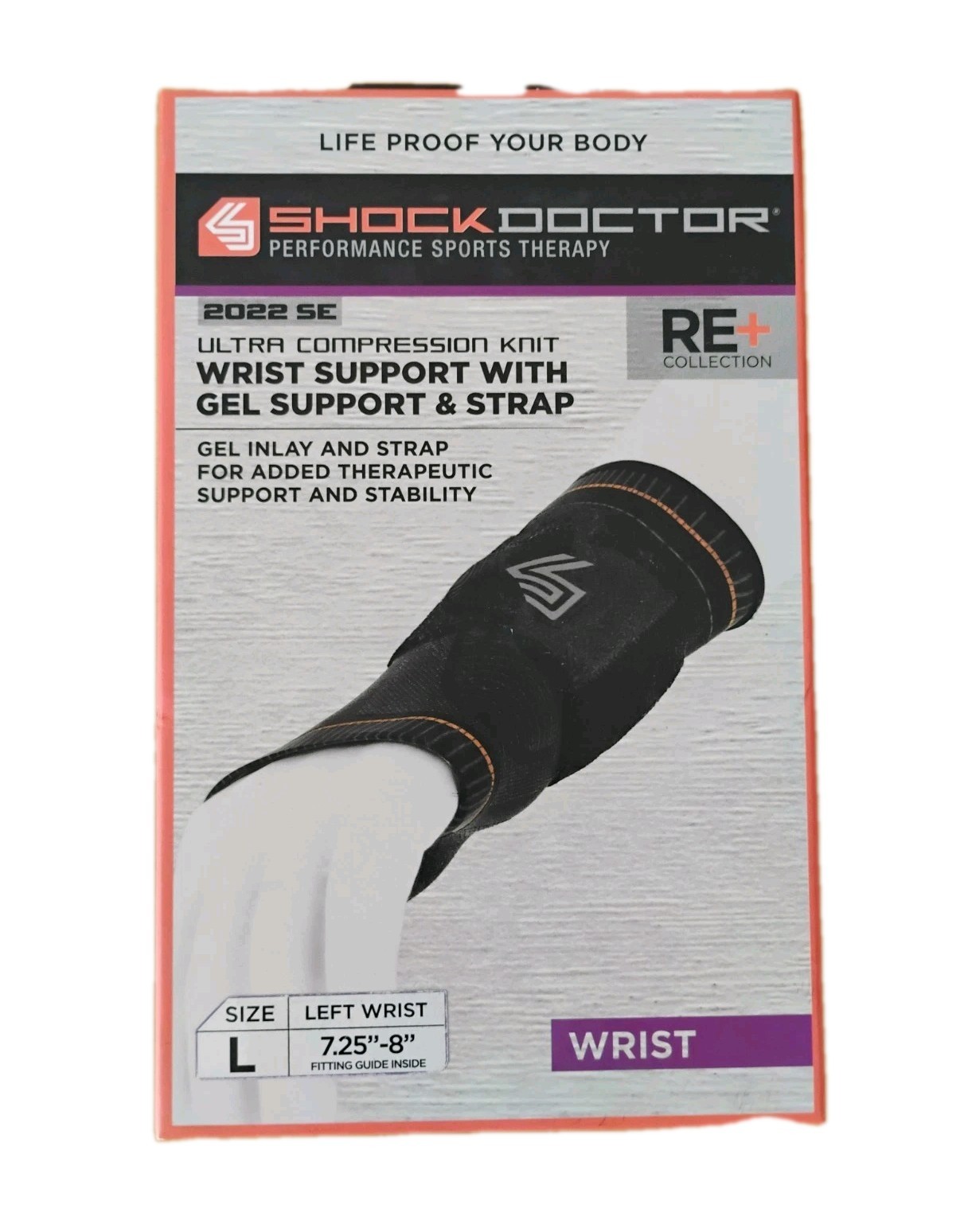 Shock Doctor Left Wrist Support with Gel and Strap Size Large 7.25" - 8" NEW