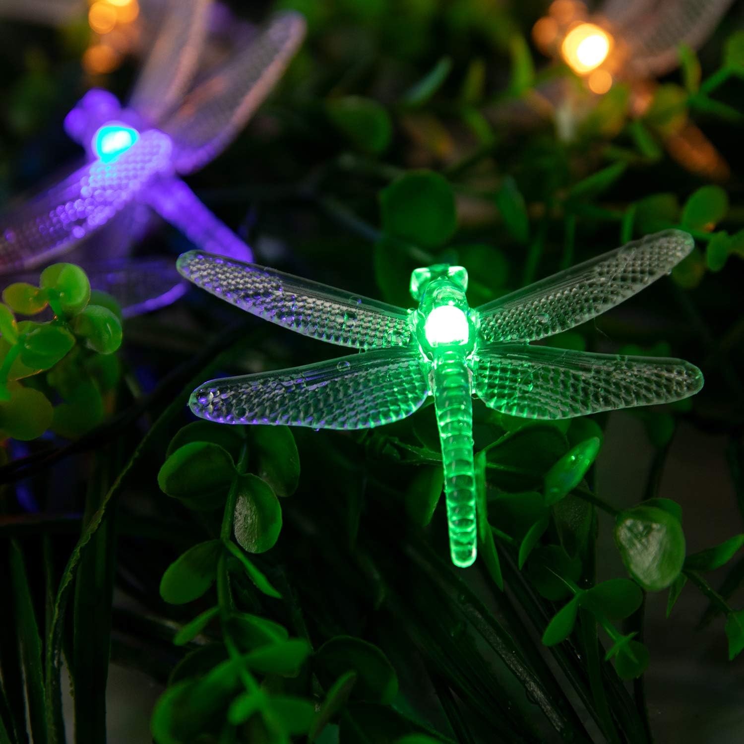 Dragonfly Solar String Lights Outdoor 25.6FT 30 LED Waterproof Solar Powered