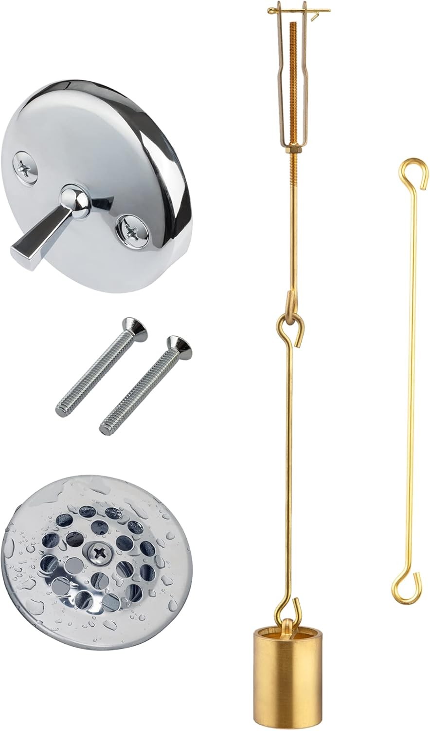 Tub Drain Linkage Assembly with Trip Lever and Strainer Done Rought Brass