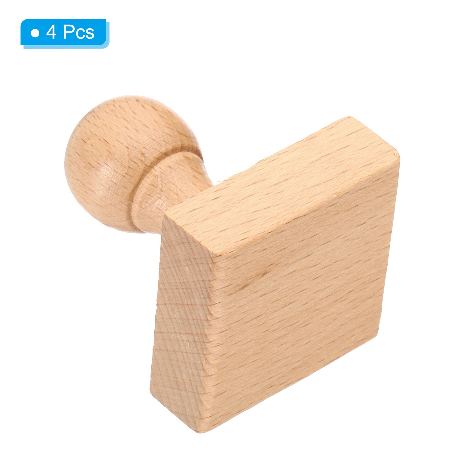 45mm Stamp Wood Square Handle, 4pcs Wooden Knobs Stamp Mounts Drawer Pulls