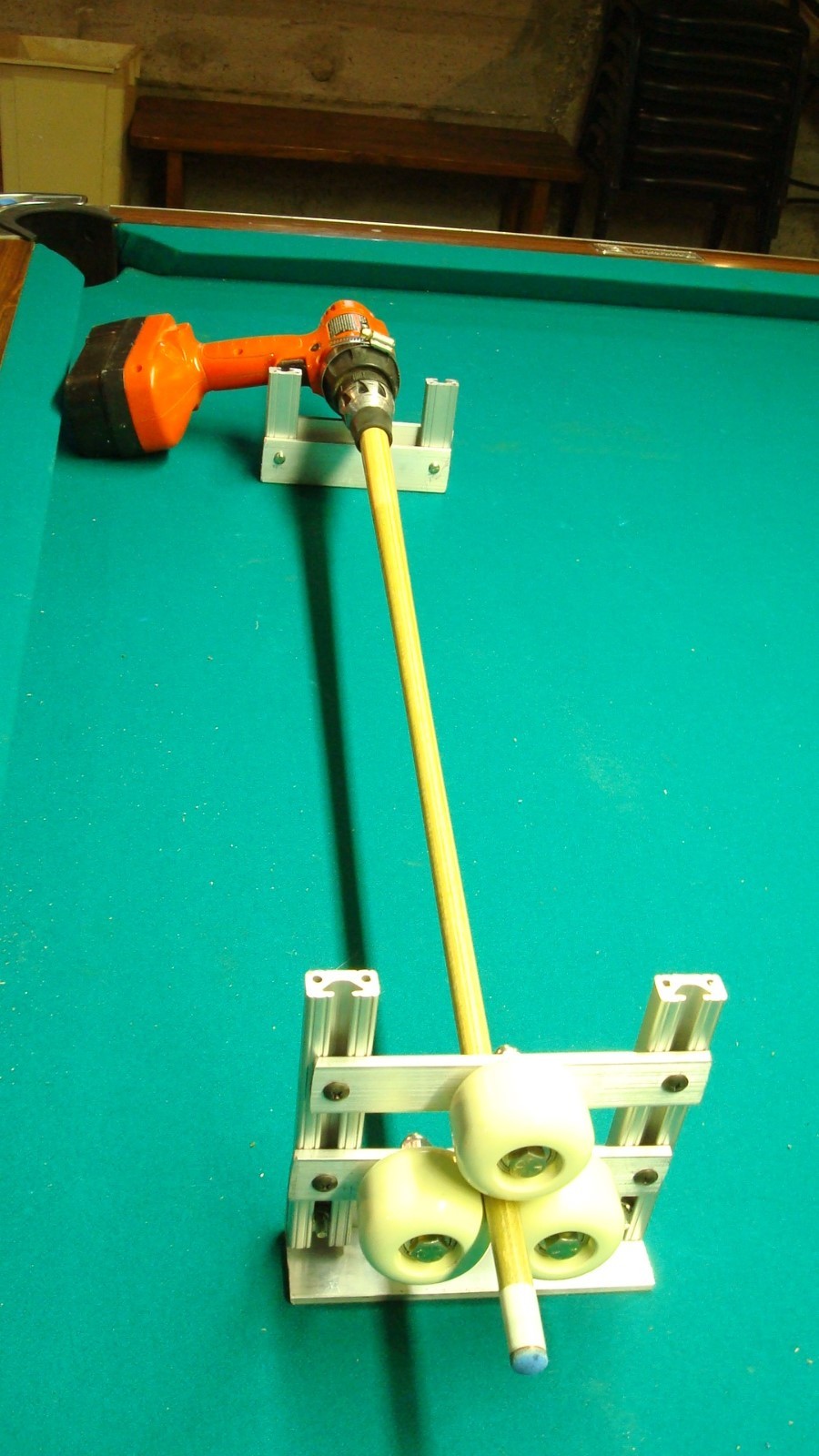 drill / motor lathe attachment to repair pool cues + Manual how to repair Cues