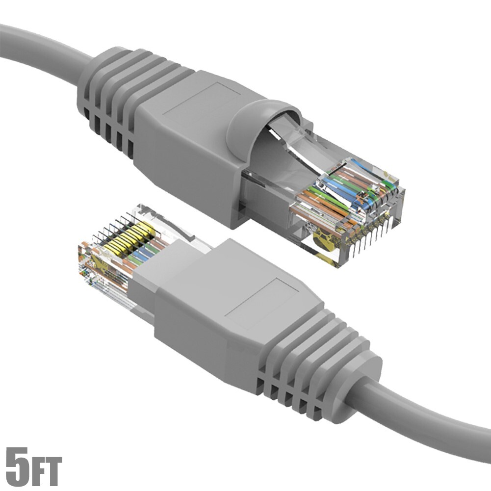 5FT Cat6A RJ45 Ethernet LAN Network UTP Patch Cable Cord Copper Gold 24AWG Gray