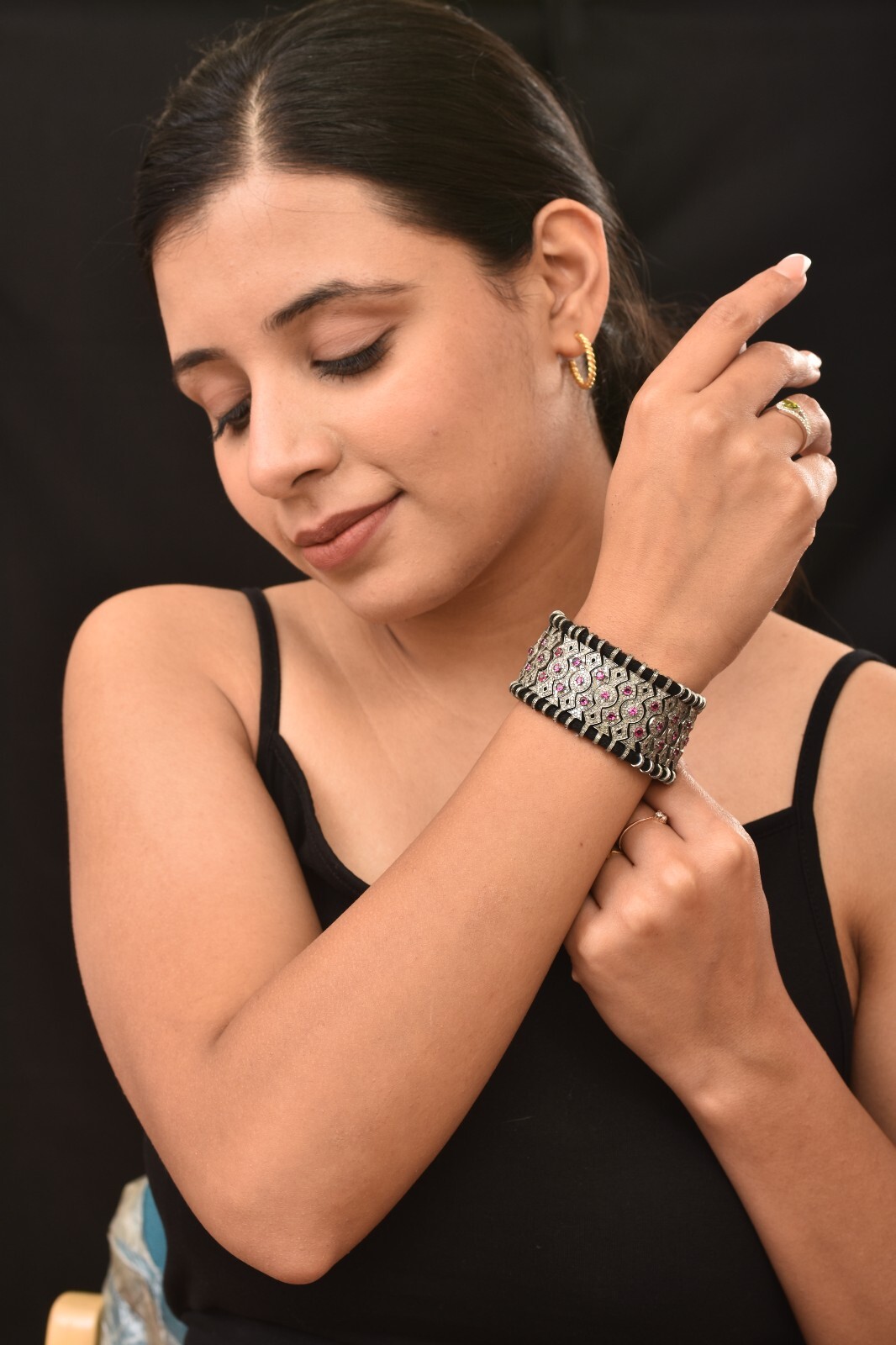 MACRAME Pave Diamond trendy thread Bracelet studded natural Cut Ruby Handcrafted