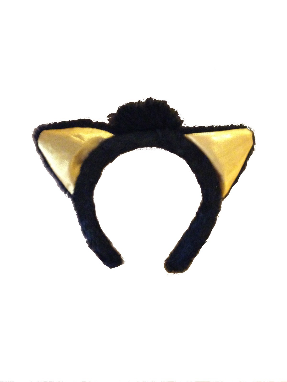 Gold Cat Ears Black Faux Fur Halloween Costume Fancy Dress Adults Childs NEW