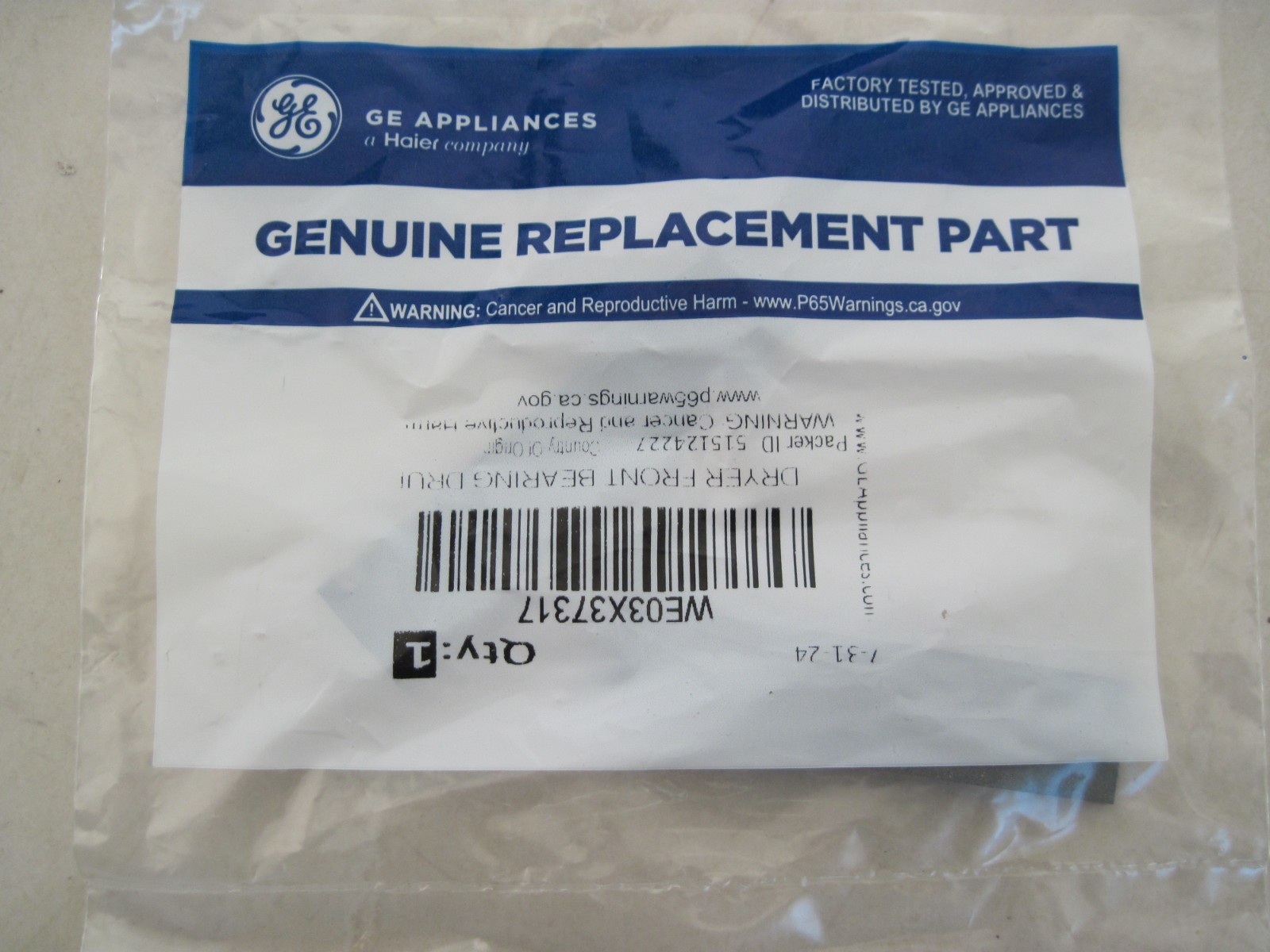 GE GENUINE WE03X37317 Dryer Front Bearing Drum Slide 2-Pack New