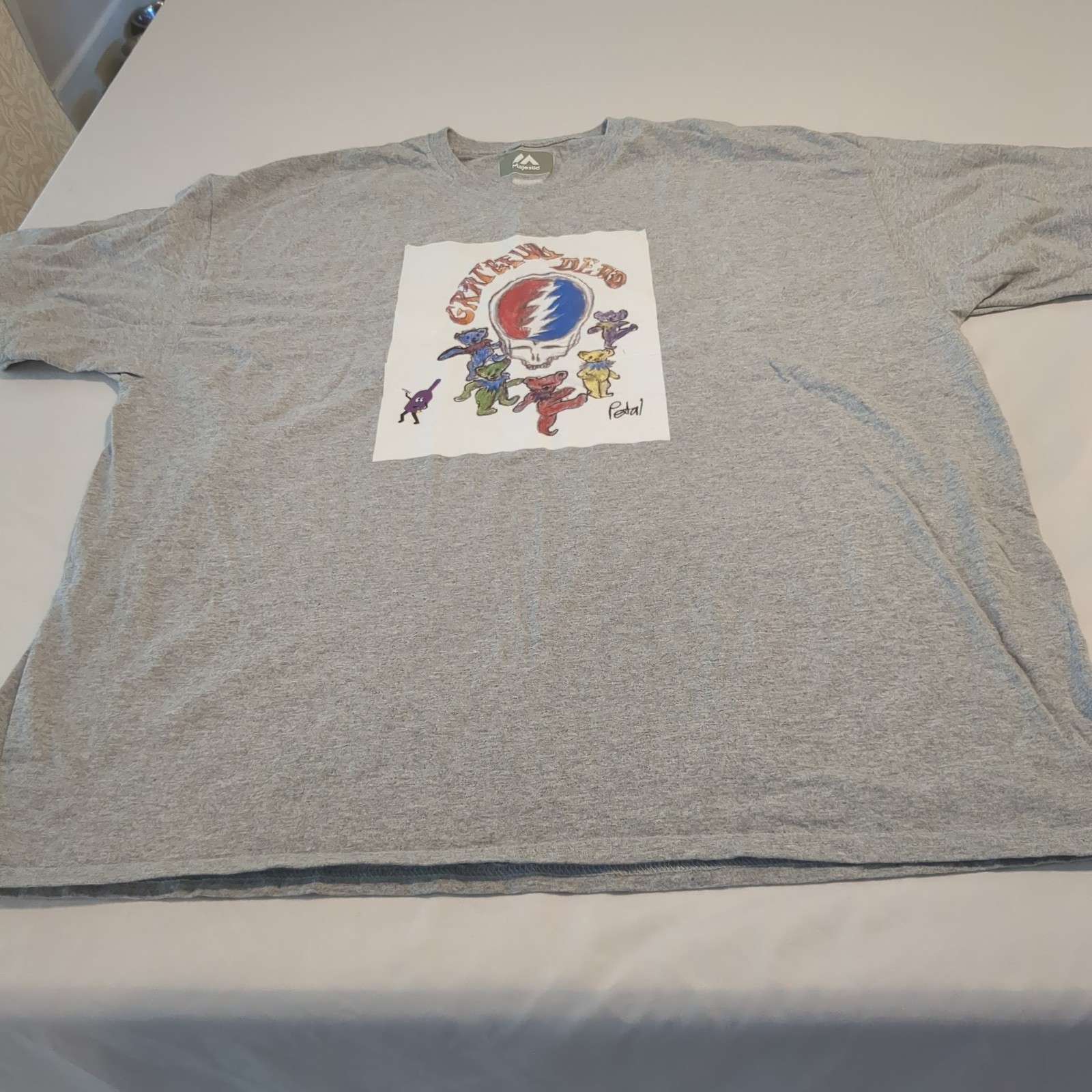 Majestic Grateful Dead T-Shirt Men's 2XL Grey Dancing Bears Skull Band Tee