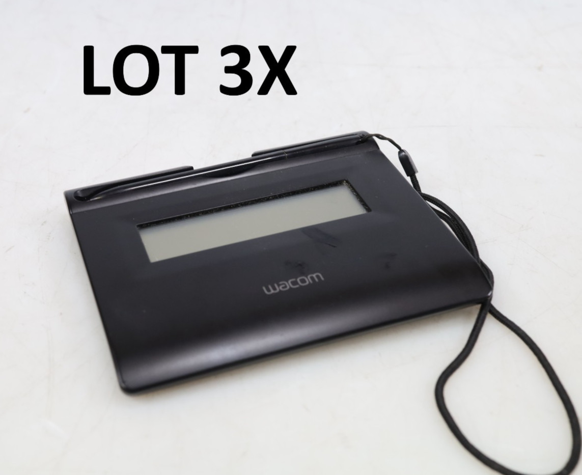 Lot of 3x Wacom STU-300/01 USB LCD Signature Tablet Pad w/ Stylus Pen