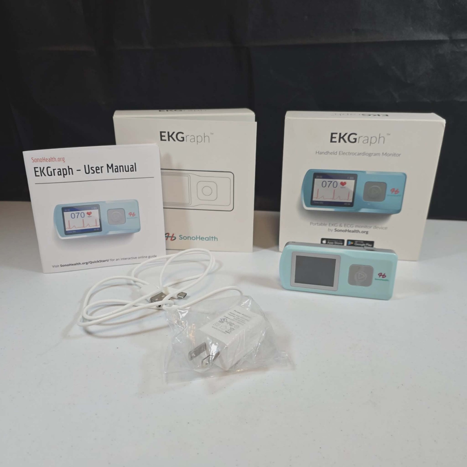 SONOHEALTH ELECTROCARDIOGRAM HANDHELD MONITOR DEVICE PORTABLE WIRELESS NEW