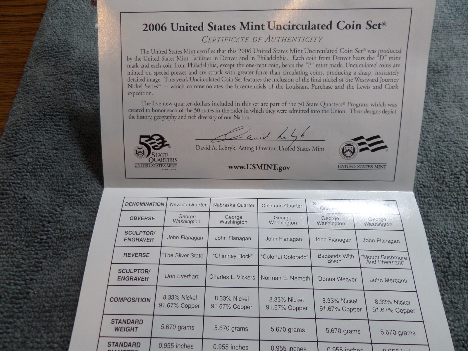 2006 D & P United States Mint Uncirculated Coin Sets PARTIAL