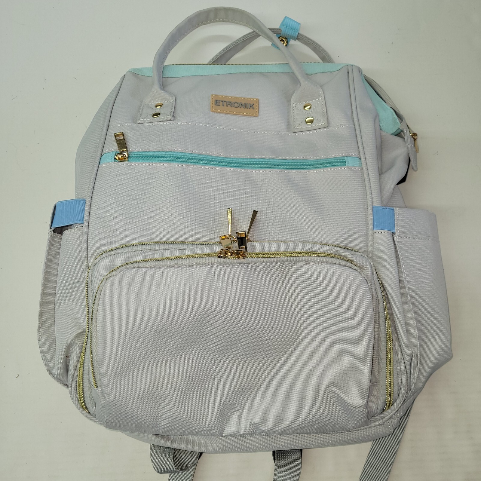 Etronik Backpack Laptop Bag Grey School College Work USB Port Charger