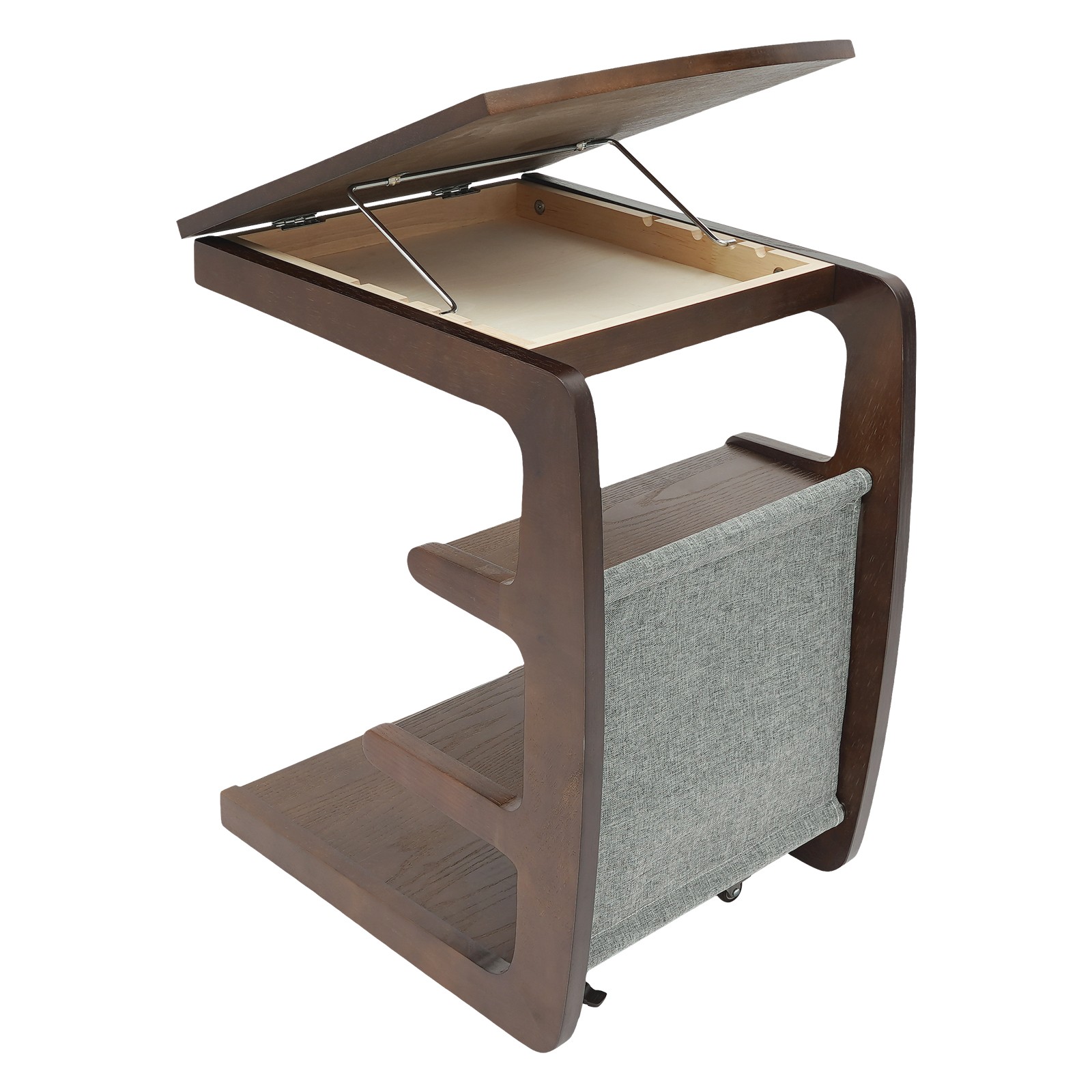 C-Shaped End Table 4-Tier Wooden Side Table Laptop Tray Coffee Table Couch Table