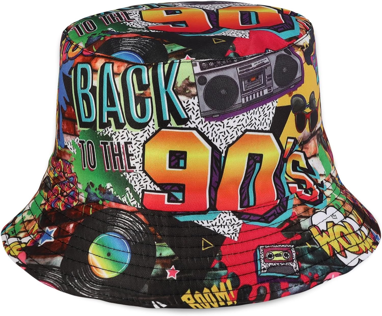Manfnee Fashion Retro 80s 90s Bucket Hat for Men Women Packable Sun 1-4, F4