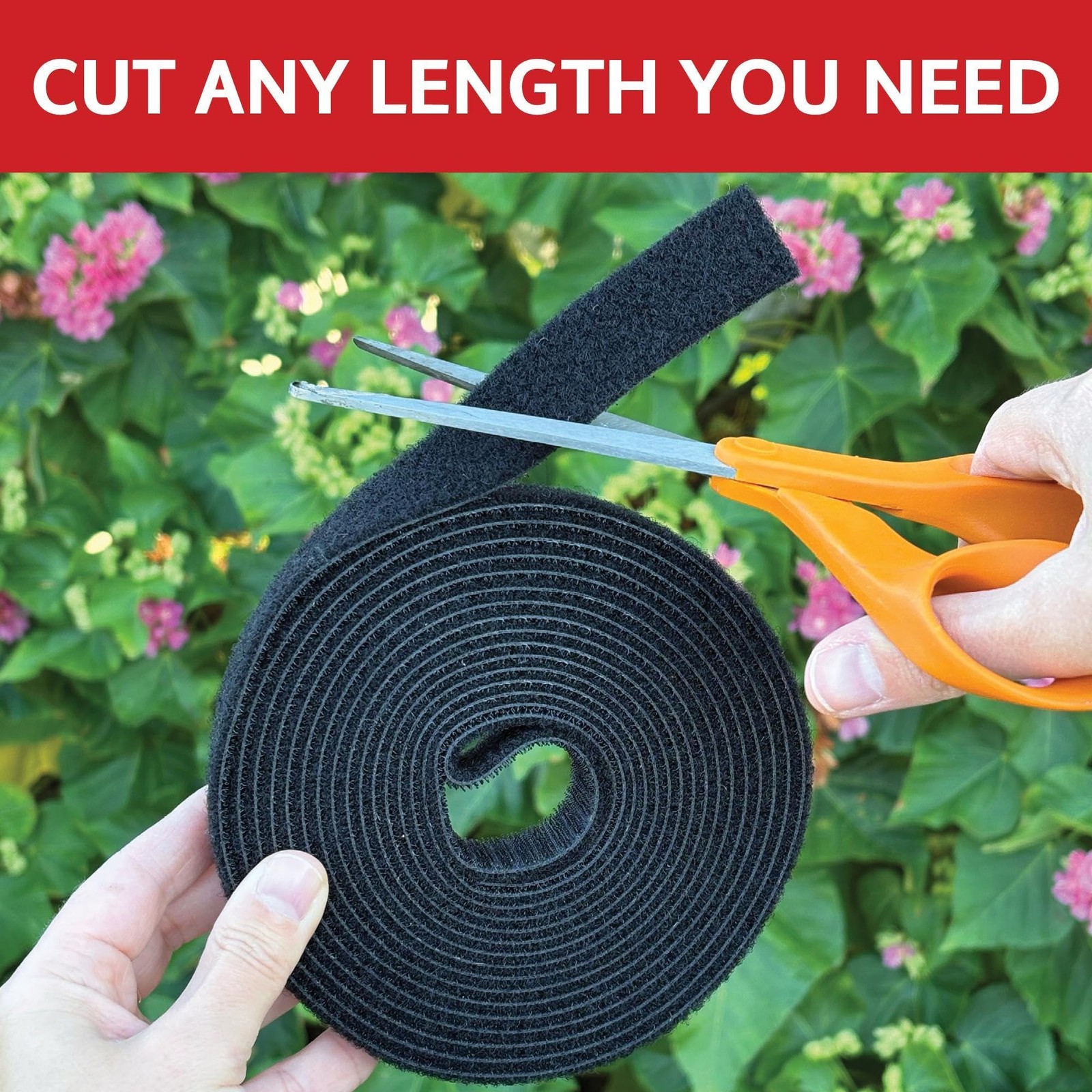 Reusable Hook & Loop Garden Plant Tie Strong Grip Fastener Roll 1" x 16' (1" ...