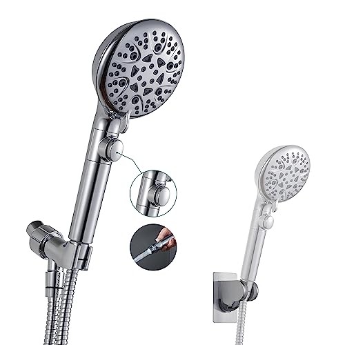 GwernKB Handheld Shower Head with On Off Switch 8-Mode High Pressure Silver
