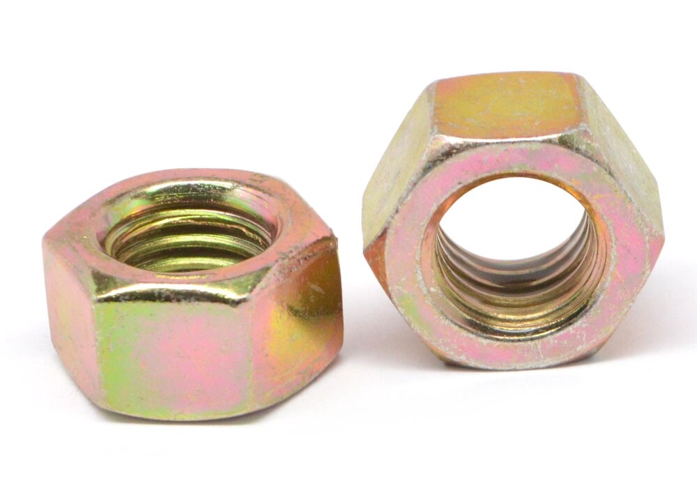 M5 x 0.80 Coarse DIN 934 Class 8 Finished Hex Nut Yellow Zinc Plated