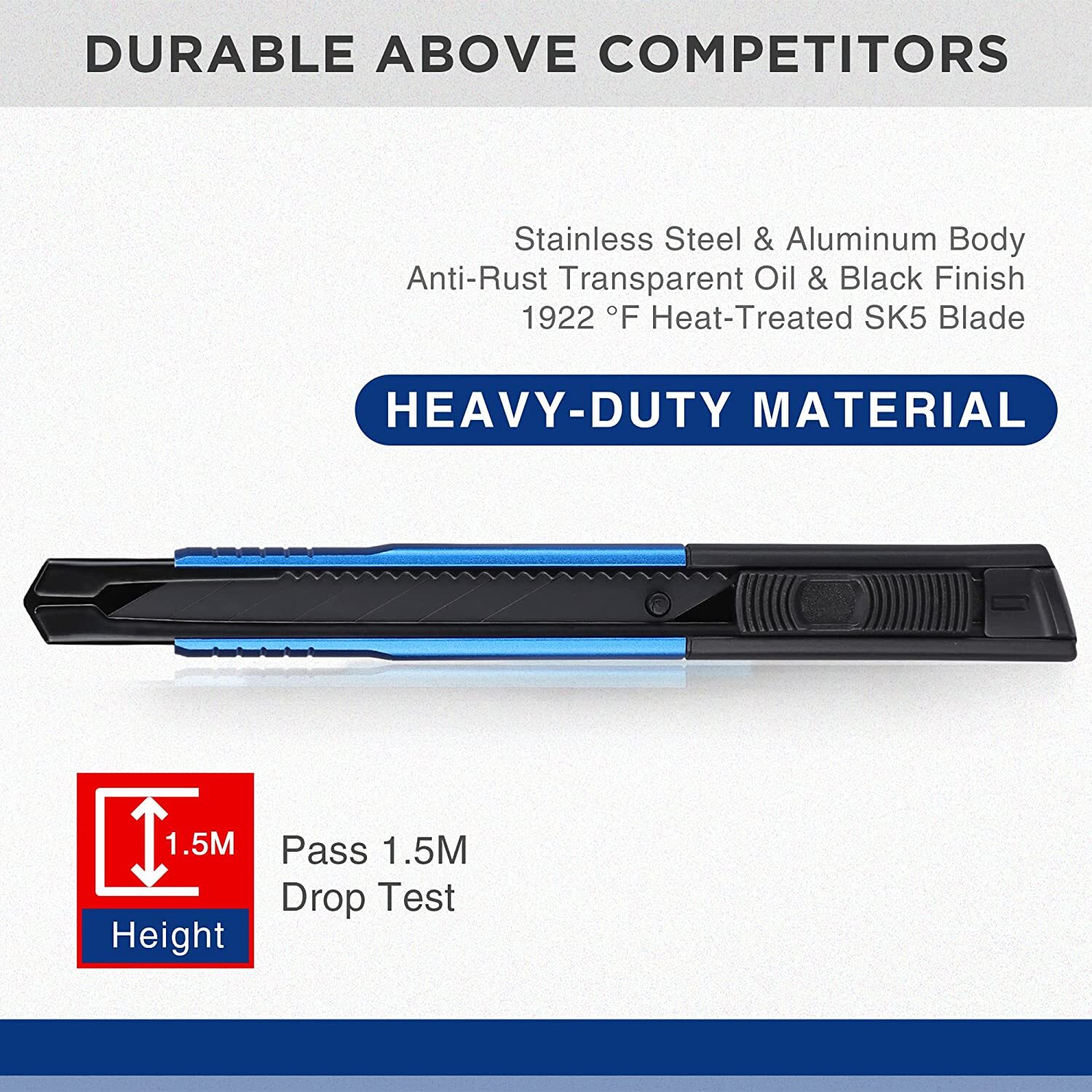 WORKPRO 5PCS Utility Knife Retractable Snap-off Blade Heavy Duty Box Cutter Set