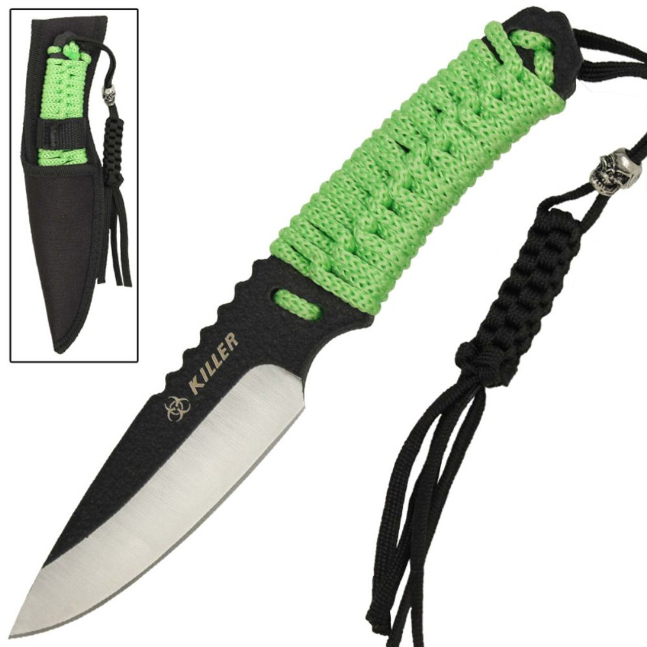 Killer Outdoor Emergency Anodize Steel Drop Point Knife - with Nylon Sheath