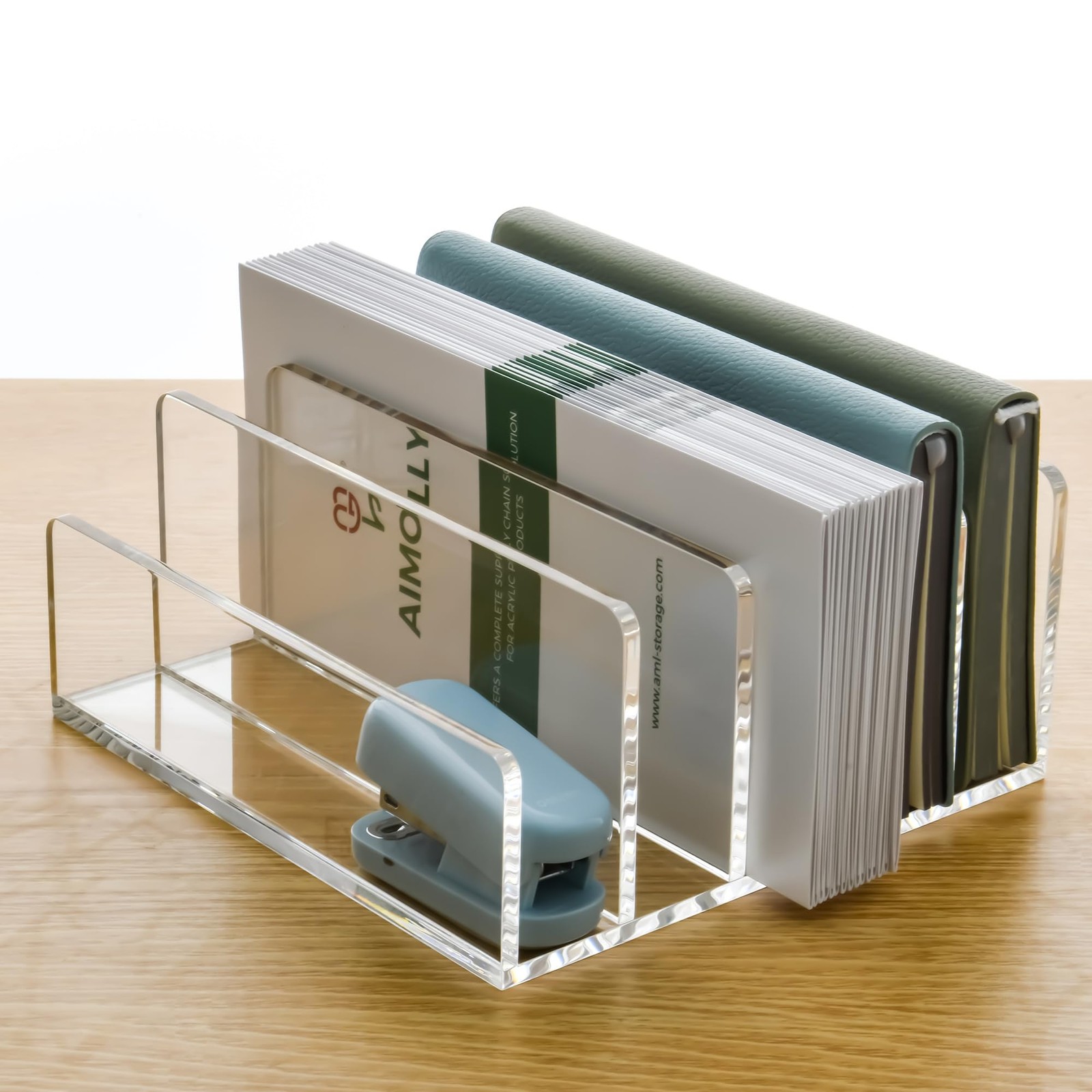 5 Compartments Clear Acrylic Holder – Vertical Letter Sorter & Multifunction ...