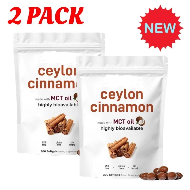 2x Ceylon Cinnamon 7,200Mg Equivalent 300 Softgels with MCT Oil  Highly Bioavail