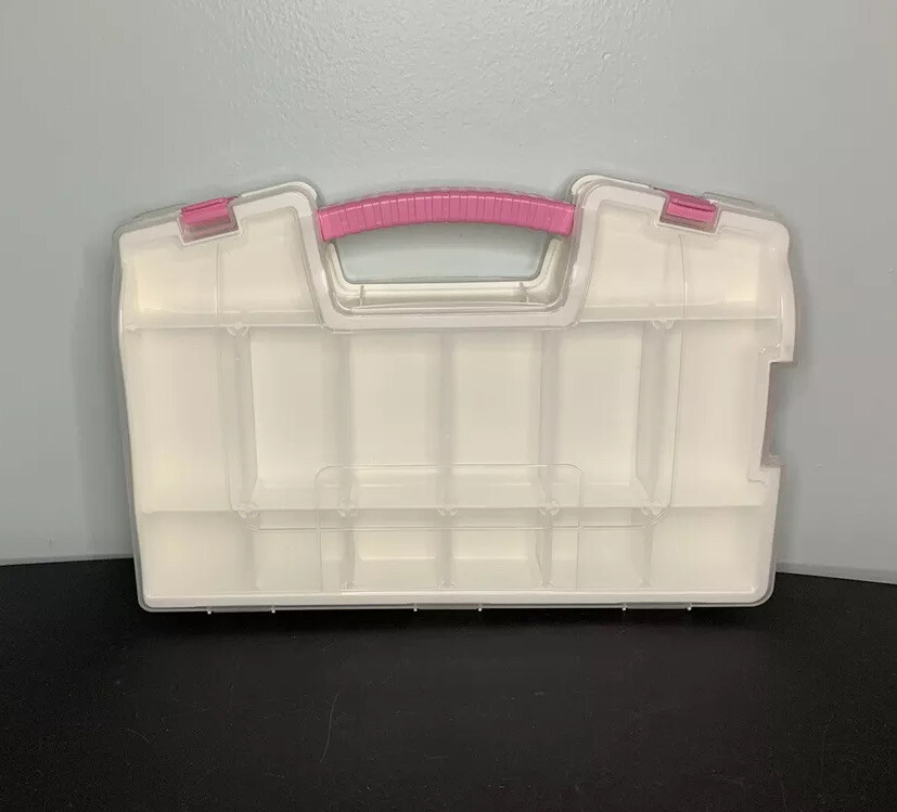 Rimax Art/Craft Double-Sided Storage Organizer 34 Compartment Carrying Case Pink
