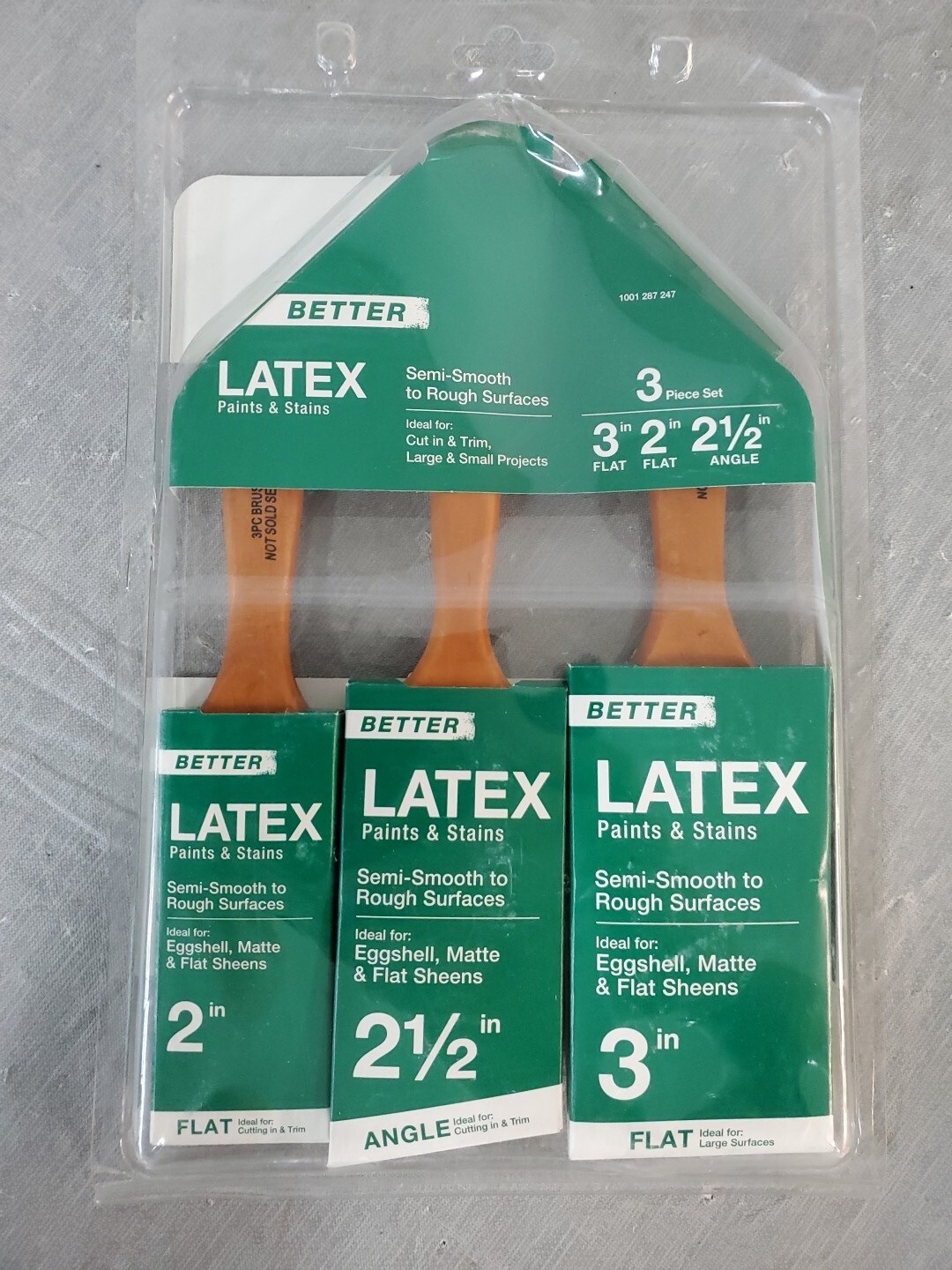 Better 3 Pack Latex Paints And Stains 2" 2 1/2" 3" Brushes