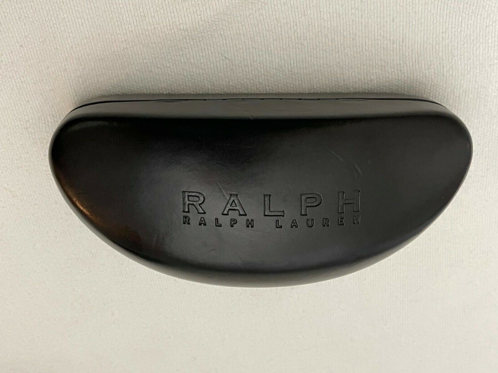 RALPH LAUREN BLACK LEATHER SUNGLASSES GLASSES CASE CLAMSHELL  WITH CLOTH  NEW