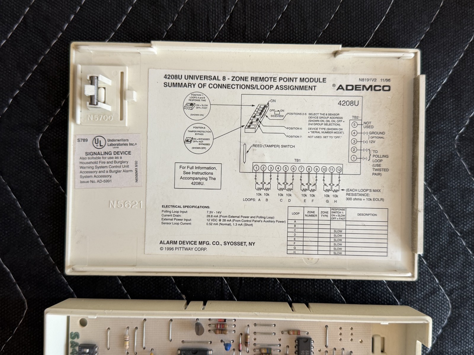 Ademco 4208U Universal 8-Zone Expander Module USED