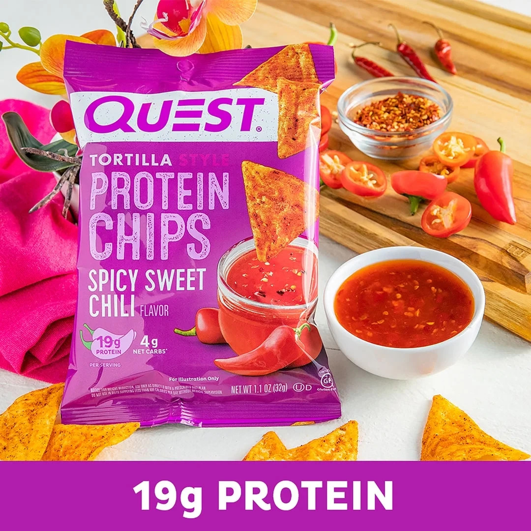 Quest Spicy Sweet Chili Protein Chips Tortilla Style 8 ct 1.1 oz Bags