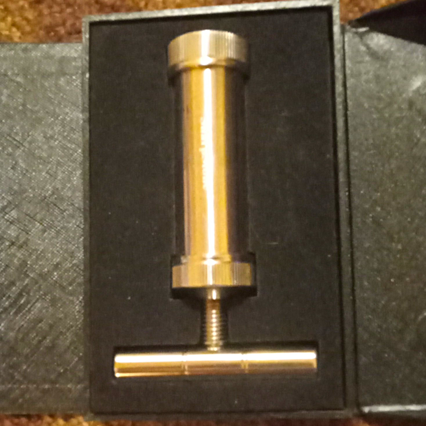 SharpStone Metal T-Handle Tobacco Grinder Herb Press Tool w/ Black Box