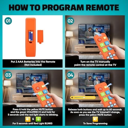 Big Button Universal TV Remote () Simple Easy to Use, Great for Seniors, Orange