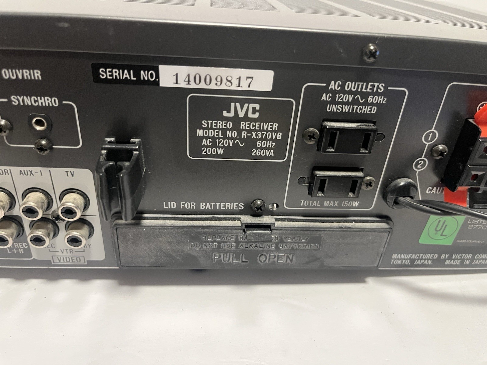JVC R-X370V STEREO RECEIVER WITH REMOTE BUNDLE