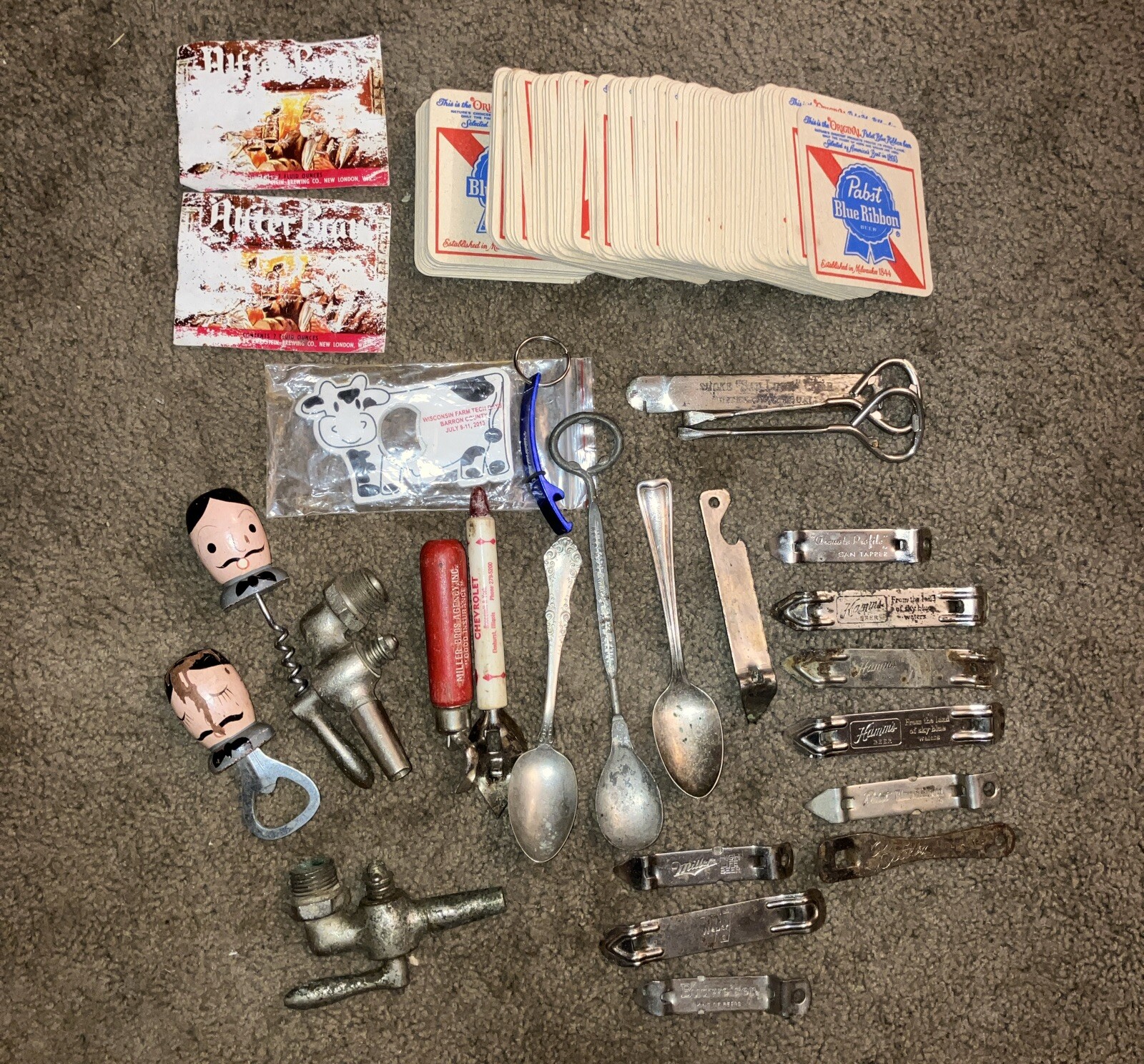 Lot Of Bottle Openers Coasters Beer Memorabilia Old Taps