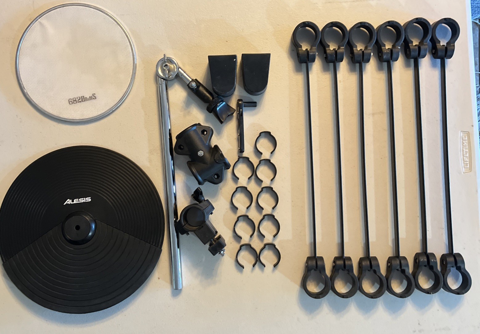 Alesis DMPad 12” Cymbal, Boom Arm, Brackets Lot