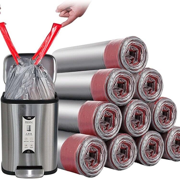 Trashs Bag Drawstring Garbage Bags-Coocn Thicker 1 Count (Pack of 50), Gray