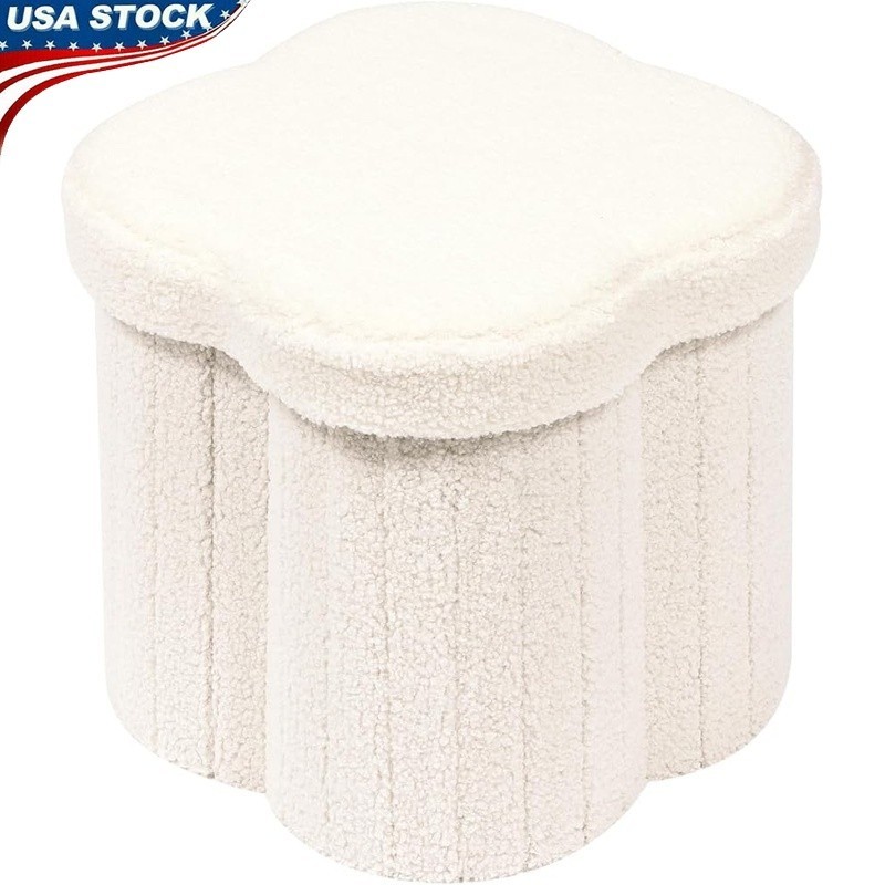 Flower Stool Ottoman Soft Storage Organizer Foldable Kids Living Room Bedroom US
