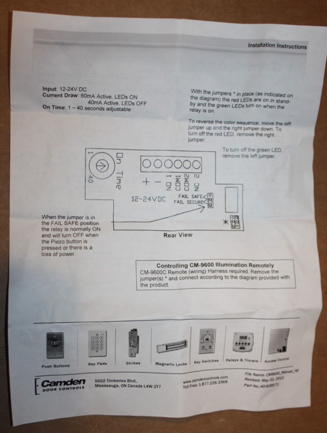 Door access release exit Button CM-9600 Illuminated RED/GREEN REX 12-24vdc