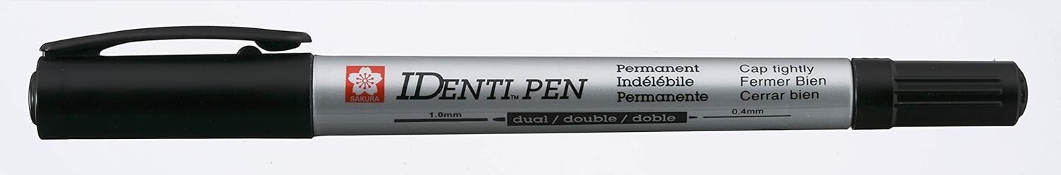 44101 Sakura Identi-pen Double Tip Permanent Marker, Fine/Ex Fine, Black, 1 Each