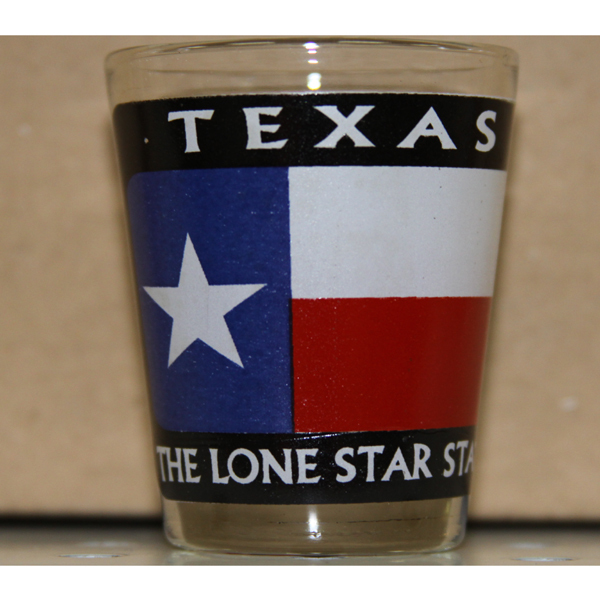 TEXAS FLAG SHOT GLASS ART WESTERN HOME DECOR SOUVENIR NEW