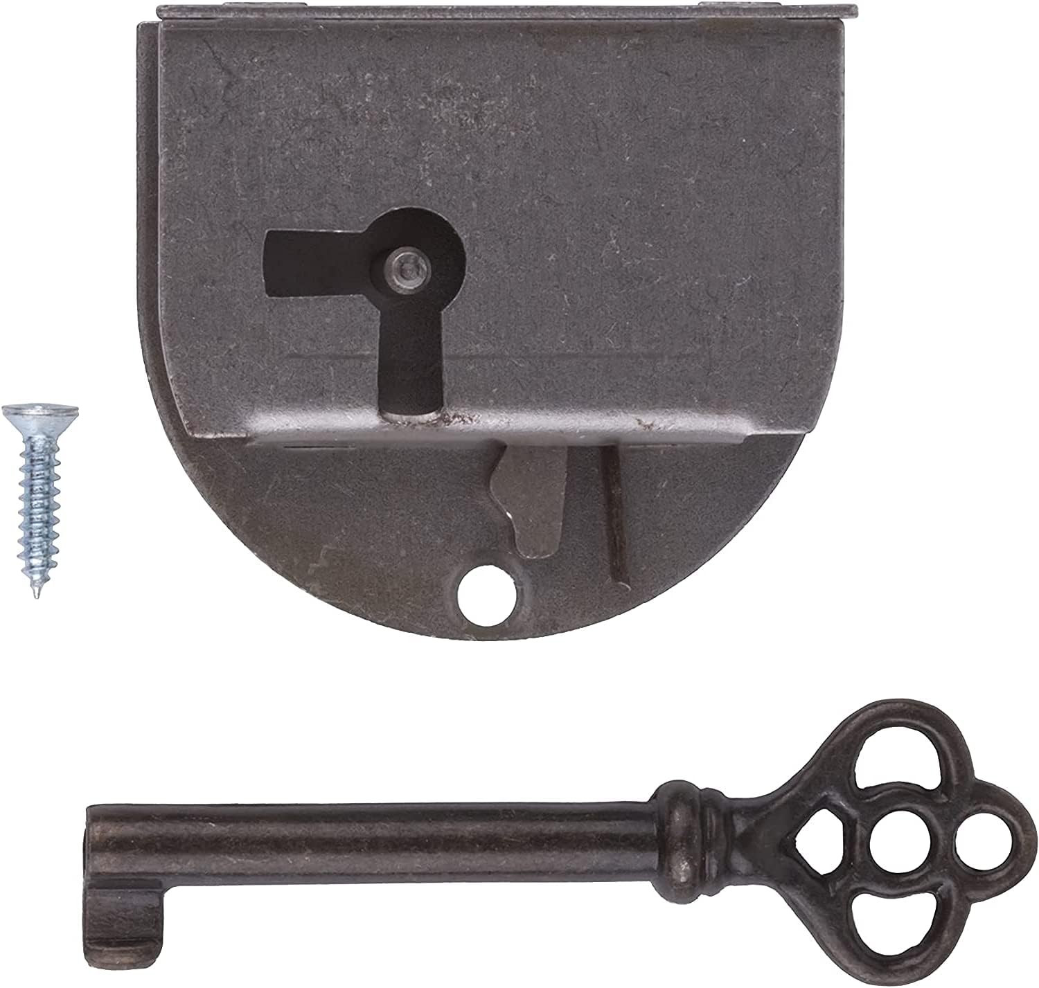 Rounded Half Mortise Lock with Skeleton Key for Right Hand Cabinet Door, Dresser