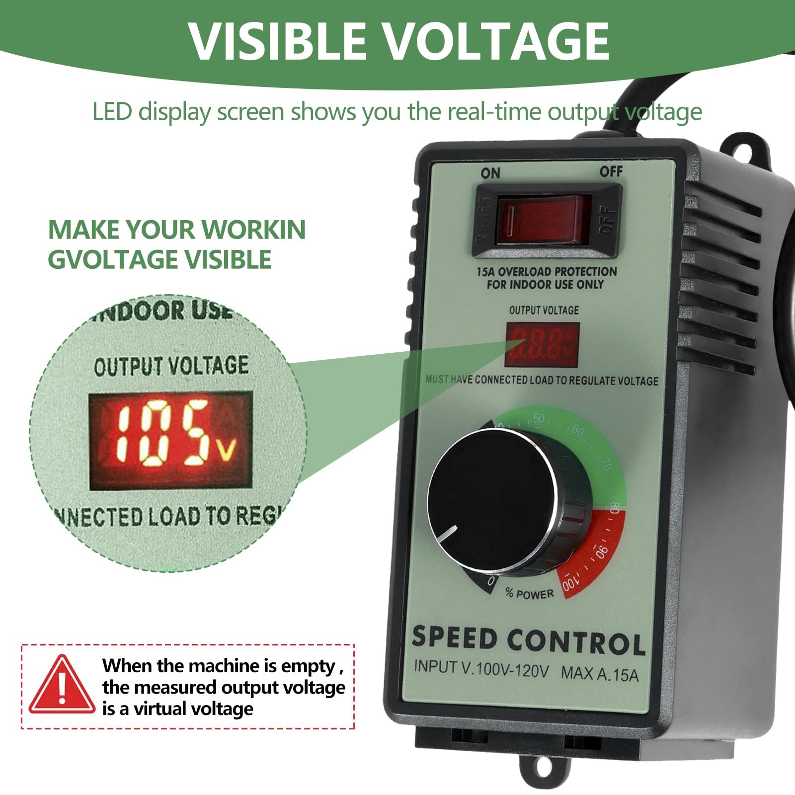 AC Motor Speed Controller, 110-120V 15A 4000W Variable Speed Controller Regul...