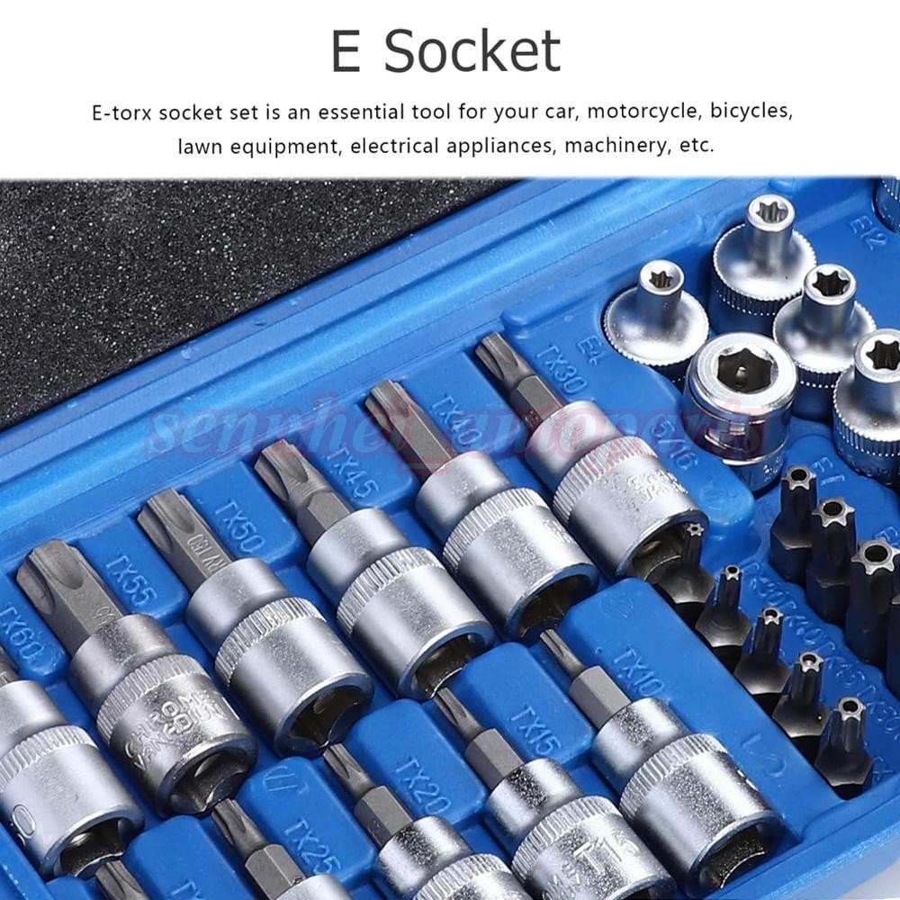 34 Pcs Drive Male Female Torx Star Bit Socket E-socket Set Handheld Tool + Case