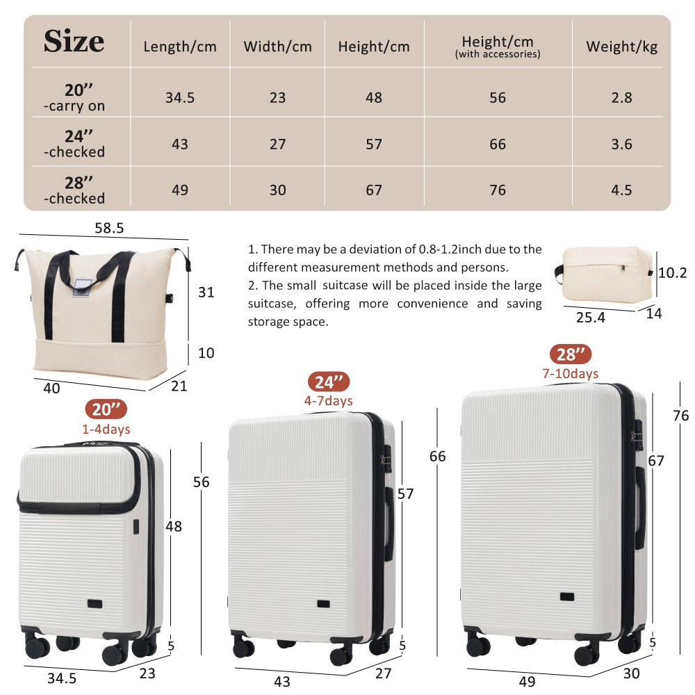 5pc Hardside Luggage Set, Half-Open, Spinner, USB, TSA Lock