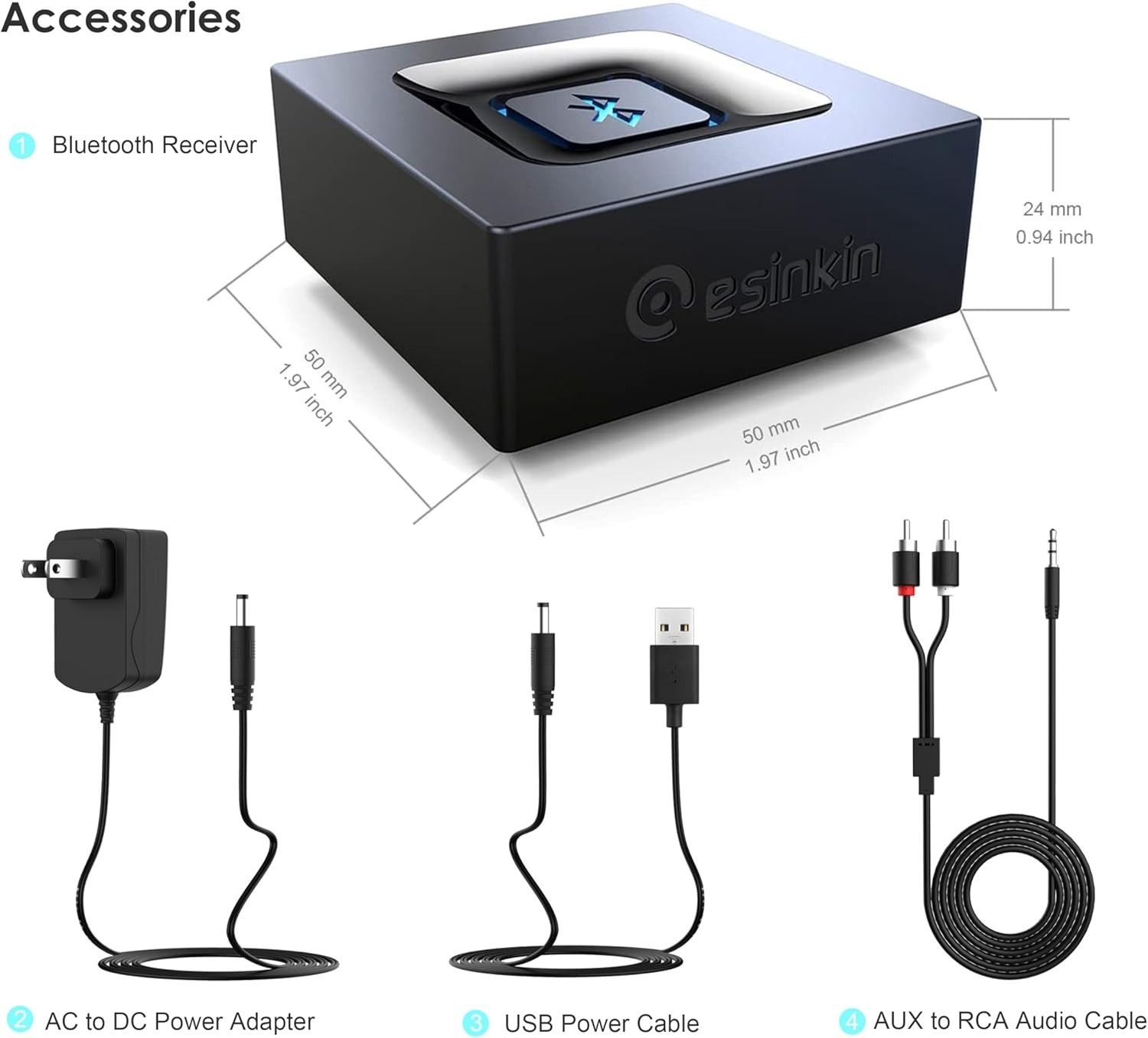 Bluetooth Audio Adapter Music Streaming Sound System Wireless for Speaker Conver