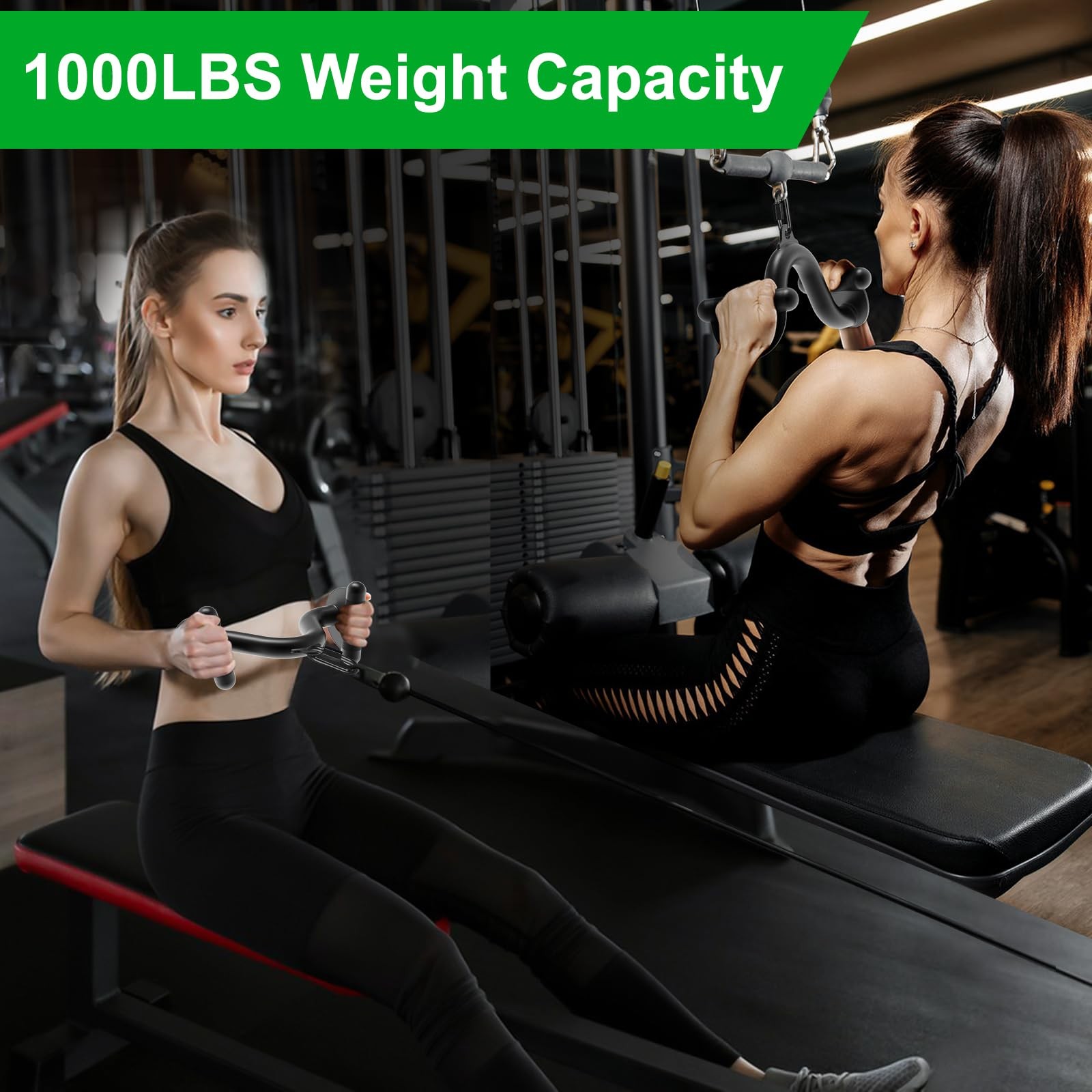 12" LAT Pull Down Bars Cable Machine Attachment, Rowing T-bar V-bar Set, Back...