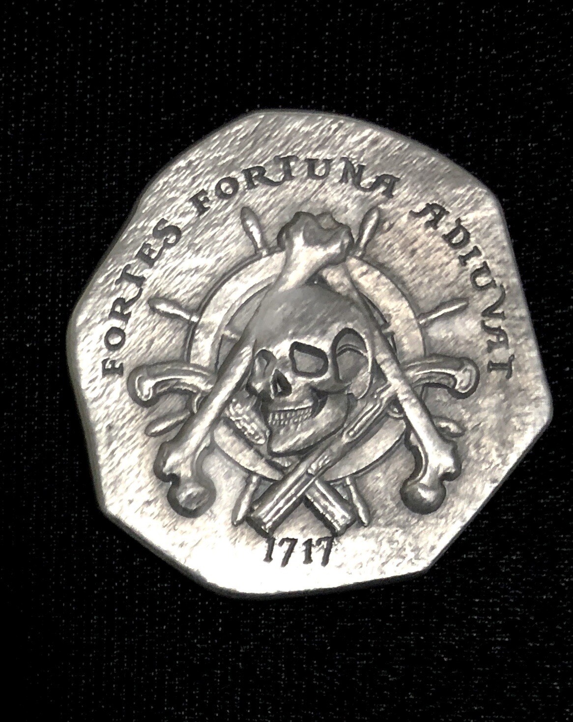 Treasure Cob Style Pirate Challenge Coin With Freemason Masonic Symbols Silver