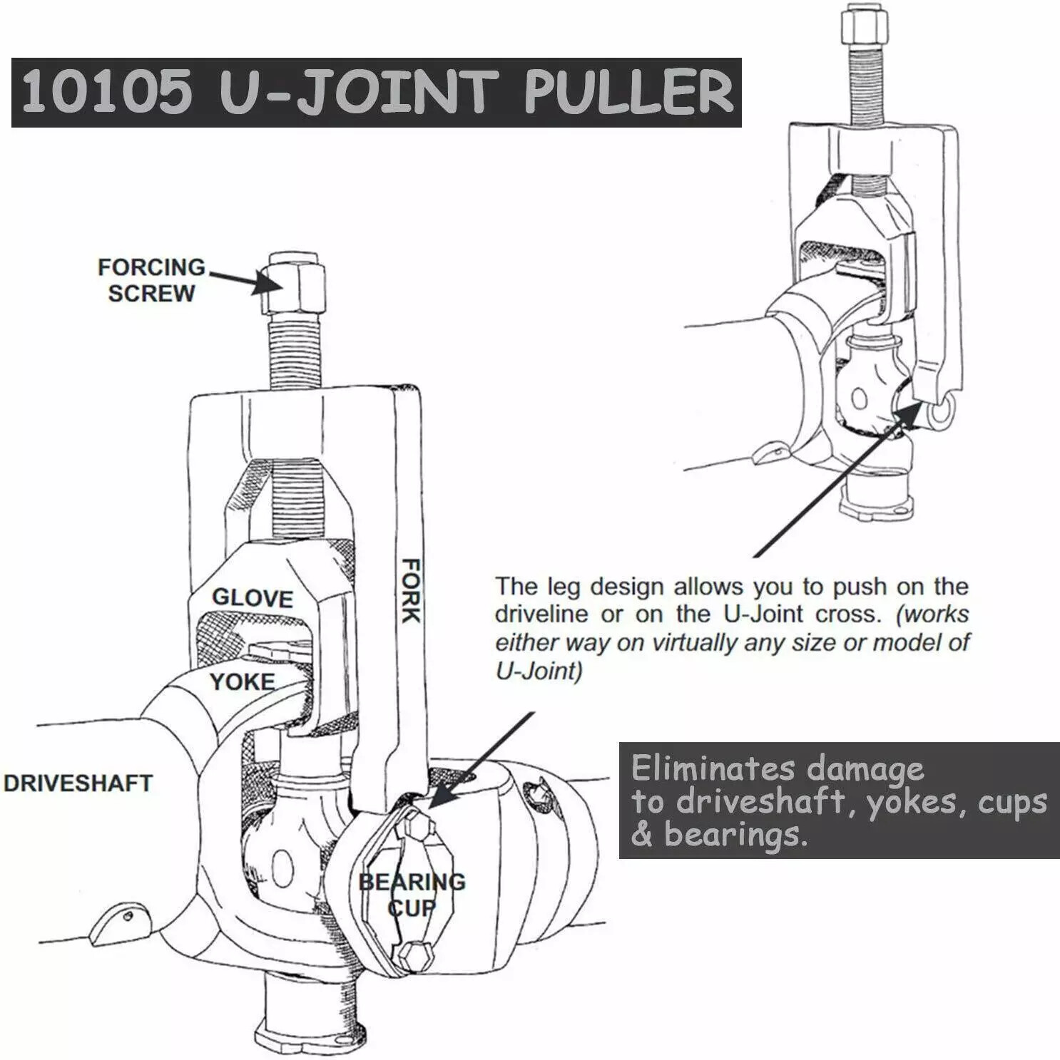 Heavy Duty Universal Joint Puller Press Rem-oval U-Joint Tool for Cars 10105✨❇️