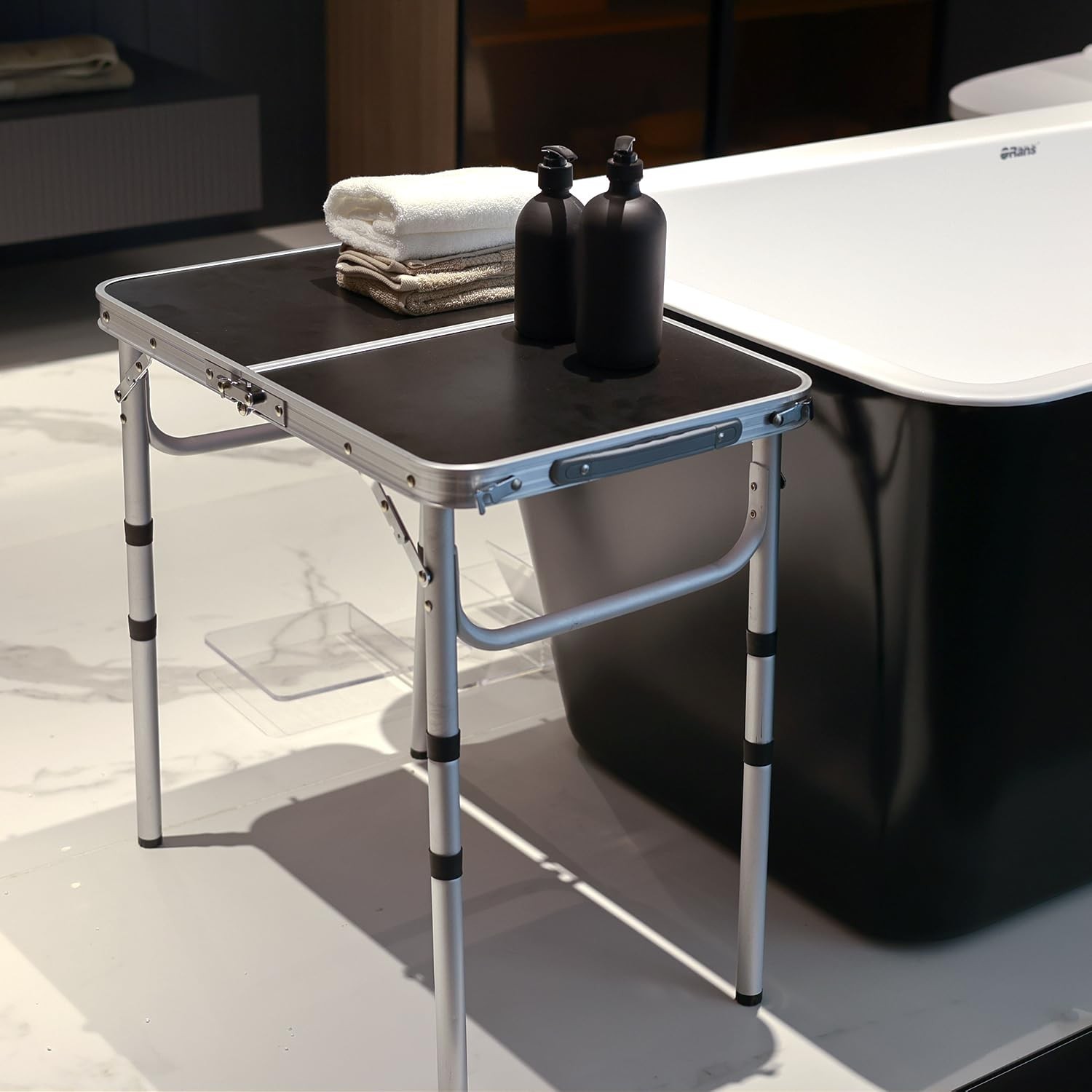 Portable Camping Table, Adjustable Height Aluminum Folding Table, Lightweight...